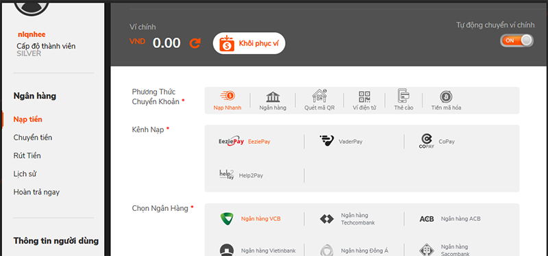 Giao diện nạp tiền Kubet nét chơi Xì Tố Giao diện nạp tiền Kubet nét chơi Xì Tố