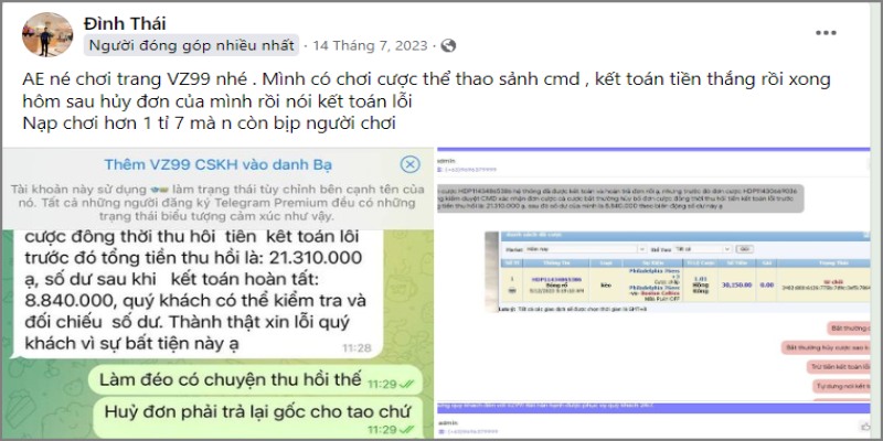 VZ99 lừa đảo trắng trợn VZ99 lừa đảo trắng trợn