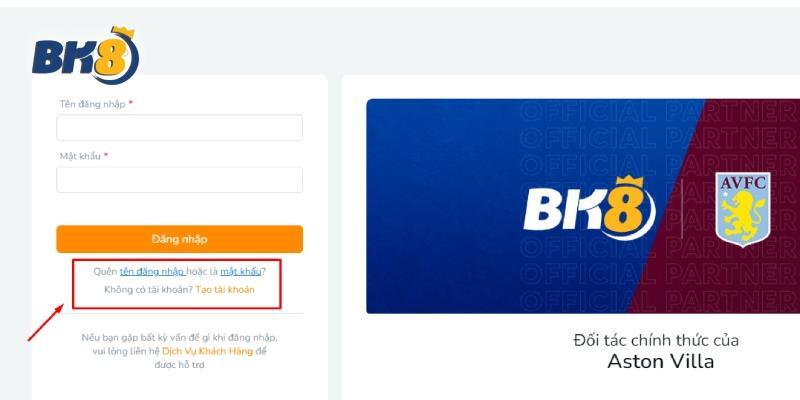 Phương pháp đăng ký BK8 tại phiên bản máy tính Phương pháp đăng ký BK8 tại phiên bản máy tính